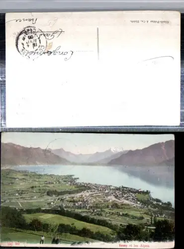309846,Vevey Totale et les Alpes Bergkulisse Kt Waadt