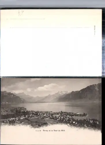 309847,Vevey Totale et la Dent du Midi Bergkulisse Kt Waadt