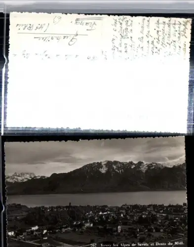 309852,Vevey Totale les Alpes de Savoie et Dents du Midi Bergkulisse Kt Waadt