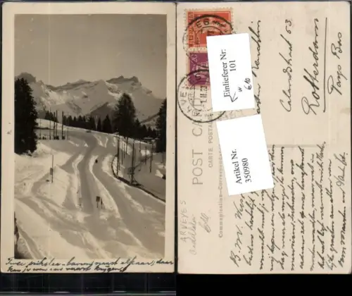 350980,Arveyes Rodelbahn Bergkulisse Winterbild Kt Waadt
