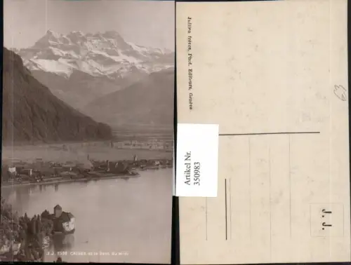 350983,Veytaux Chateau Chillon et la Dent du Midi Bergkulisse Kt Waadt