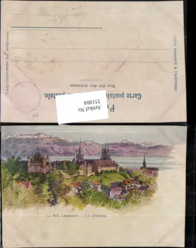 351004,Künstler AK Lausanne Le Chateau Schloss Bergkulisse Kt Waadt