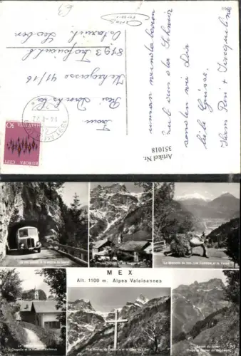 351018,Mex Totale Autobus Bus Kreuz Bergkulisse Mehrbildkarte Kt Waadt