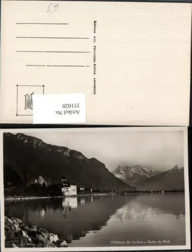 351020,Veytaux Chateau de Chillon et les Dents du Midi Schloss Bergkulisse Kt Waadt