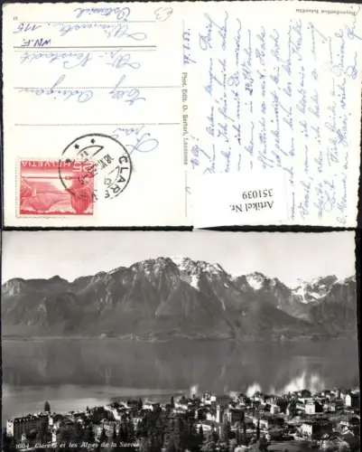 351039,Clarens Totale et les Alpes de la Savoie Bergkulisse Kt Waadt