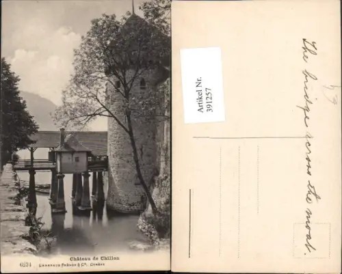 391257,Chateau de Chillon Schloss b. Veytaux Turm Brücke Kt Waadt