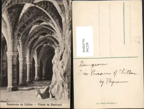 391259,Souterrain de Chillon b. Veytaux Prison de Bonivard Gefängnis Säulen Kt Waadt