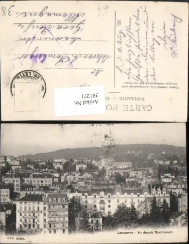 391271,Lausanne Vu depuis Montbenon Teilansicht Kt Waadt