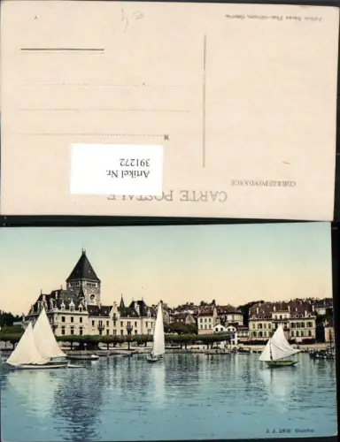 391272,Lausanne Ouchy Teilansicht Schloss Segelboote Kt Waadt