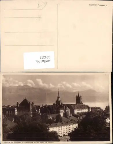 391275,Lausanne Le Chateau la Cathedrale et les Alpes de Savoie Schloss Kirche Kt Waadt