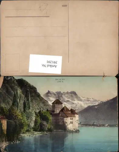 391291,Künstler AK Chateau de Chillon Schloss b. Veytaux Bergkulisse Kt Waadt
