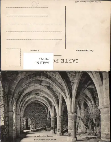 391293,Chateau de Chillon Schloss b. Veytaux Salle des Gardes Säulen Kt Waadt