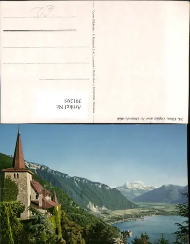 391295,Glion L'Eglise avec les Dents-du-Midi Kirche Bergkulisse Kt Waadt