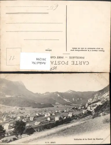 391298,Vallorbe et la Dent de Vaulion Totale Bergkulisse Kt Waadt