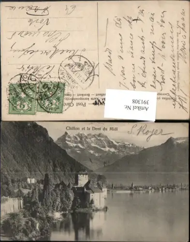391308,Chillon et la Dent du Midi Schloss b. Veytaux Bergkulisse Kt Waadt