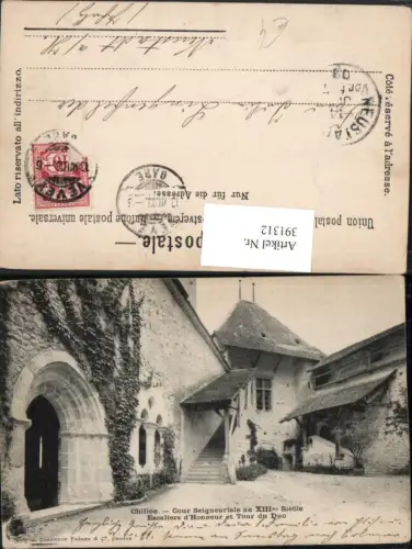 391312,Chillon Schloss b. Veytaux Cour Seigneuriale Escalier et Tour du Duc Kt Waadt