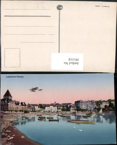 391318,Lausanne Ouchy Teilansicht Boote Wasserflugzeug Kt Waadt