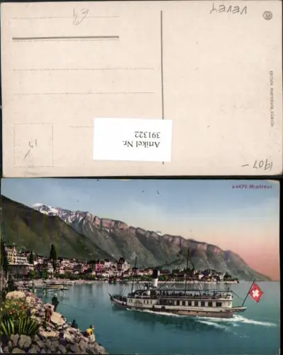 391322,Montreux Teilansicht Dampfer Schiff Bergkulisse Kt Waadt