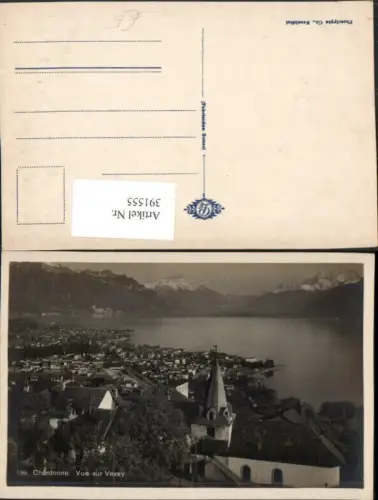 391555,Chardonne Vue sur Vevey Totale Kirche Bergkulisse Kt Waadt