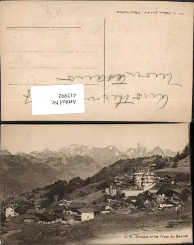 412992,Arveyes et les Alpes de Savoie Totale Bergkulisse Kt Waadt