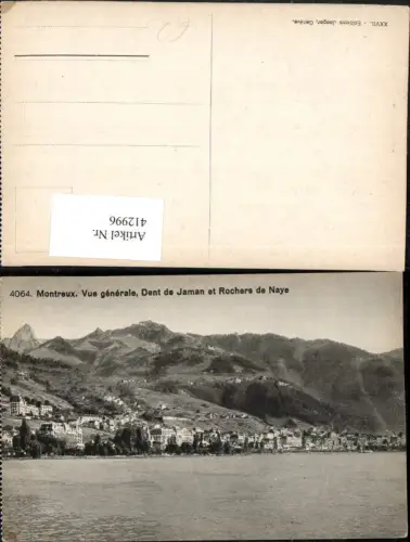 412996,Montreux Vue generale Dent de Jaman et Rochers de Naye Totale Bergkulisse Kt Waadt