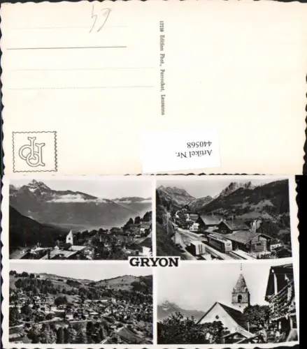 440568,Gryon Totale Bahnhof Kirche Mehrbildkarte Kt Waadt
