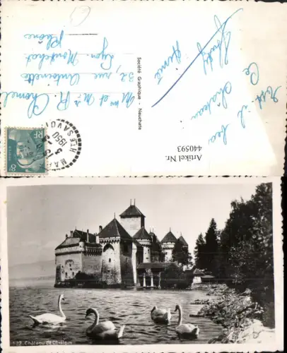 440593,Chateau de Chillon b. Veytaux Schloss Schwäne Kt Waadt