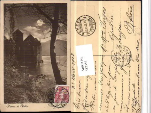 482356,Chateau de Chillon b. Veytaux Mondschein Kt Waadt
