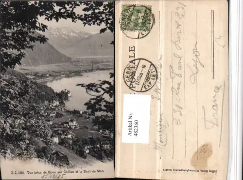 482360,Vue prise de Glion sur Chillon et la Dent du Midi b. Veytaux Kt Waadt