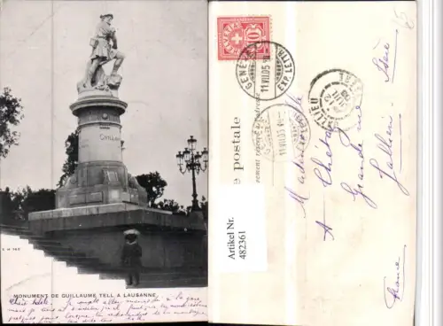 482361,Lausanne Monument de Guillaume Tell Statue Kt Waadt