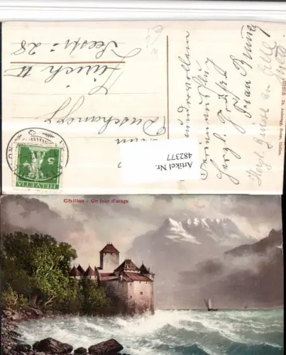 482377,Chillon Chateau Schloss b. Veytaux Bergkulisse Kt Waadt