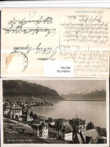 482386,Montreux Teilansicht et Dent du Midi Bergkulisse Kt Waadt
