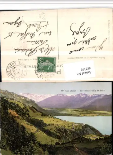 482397,Lac Leman Vue depuis Caux et Glion Bergkulisse Kt Waadt