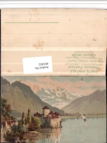 482402,Künstler AK Chateau Chillon Schloss b. Veytaux Bergkulisse Kt Waadt
