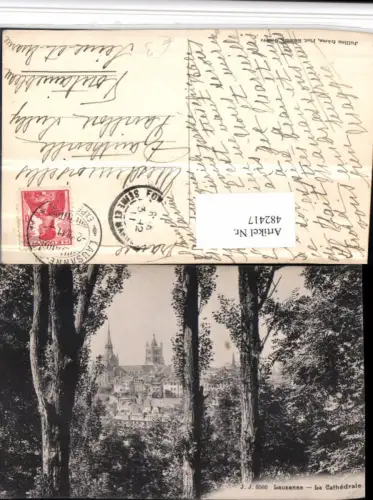 482417,Lausanne La Cathedrale Blick zur Kirche Kt Waadt