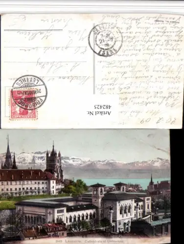 482425,Lausanne Cathedrale et Universite Kirche Bergkulisse Kt Waadt