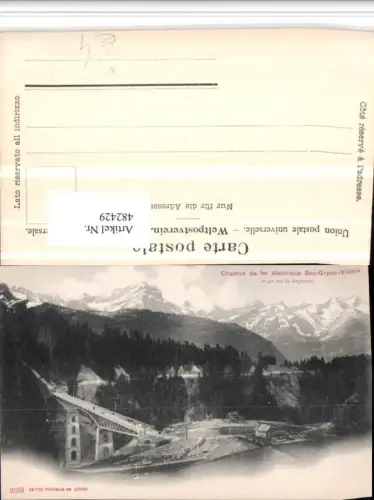 482429,Chemin de fer electrique Bex Gryon Villars Brücke Bergkulisse Kt Waadt