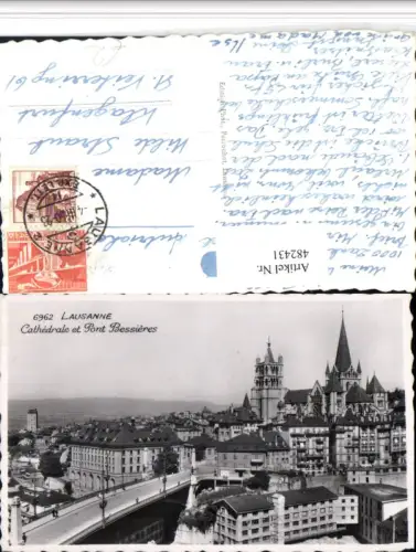 482431,Lausanne Cathedrale et Pont Bessieres Kirche Brücke Kt Waadt