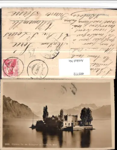 495772,Clarens Ile de Salagnon et Dents du Midi Insel Bergkulisse Kt Waadt