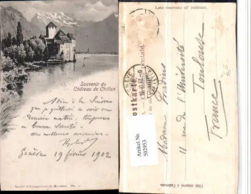 502953,Chateau de Chillon Schloss b. Veytaux Bergkulisse Kt Waadt
