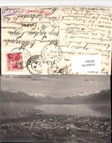 502964,Vevey et les alpes Totale Bergkulisse Kt Waadt