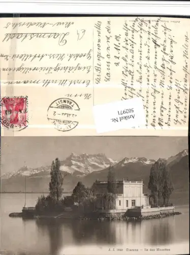 502971,Clarens Ile des Mouettes Insel b. Montreux Bergkulisse Kt Waadt