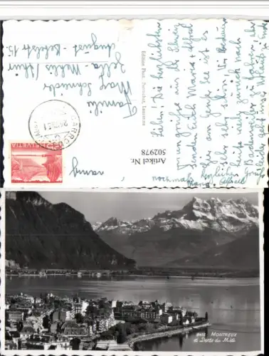 502978,Montreux et Dents du Midi Teilansicht Bergkulisse Kt Waadt