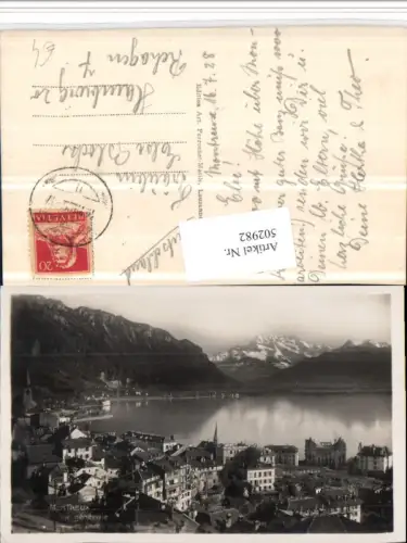 502982,Montreux Vue Generale Totale Bergkulisse Kt Waadt