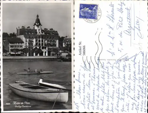 586066,Foto Ak Hotel du Parc Ouchy-Lausanne Boot Ruderboot Kanu Switzerland