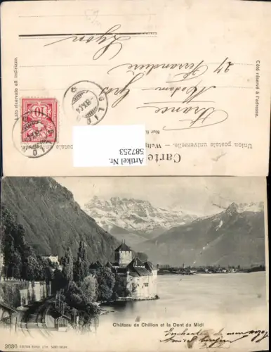 587253,Veytaux Chateau de Chillon et la Dent du Midi Switzerland
