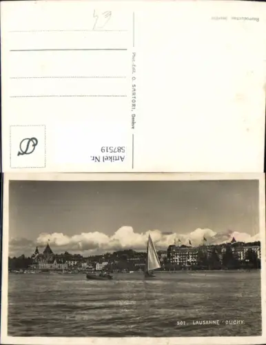 587519,Foto Ak Lausanne Ouchy Segelboot Boot Switzerland