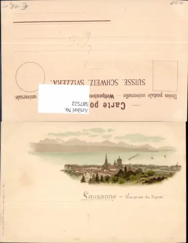 587522,Litho Lausanne Vue prise du Signal Switzerland