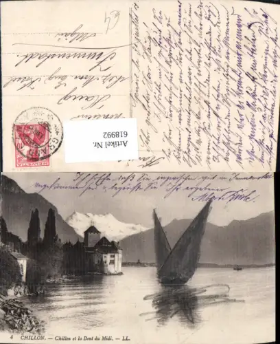 618992,Chillon Chateau Chillon et la Dent du Midi Schloss