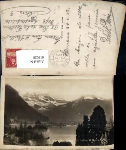 619028,Foto Ak Montreux Chateau de Chillon et Dents du Midi